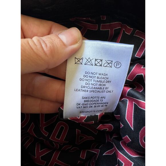 Saks Potts Rosita Black Leather Logo Embossed Trousers Pants - Picture 16 of 16